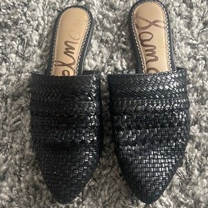 Sam Edelman Natalya Black Woven Leather Mules Sz 8